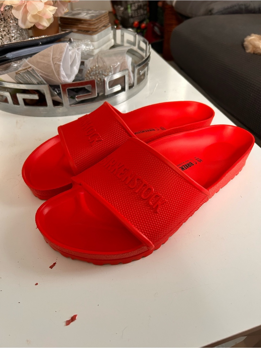 Birkenstock Barbados Red EVA Slide Sandal Sz 45/12-12.5 nwot - Picture 5 of 8